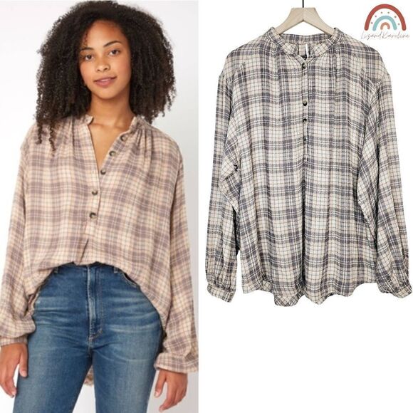 Free People Northern Bound Plaid Shirt Oversized Wool Flannel Top - Picture 1 of 11